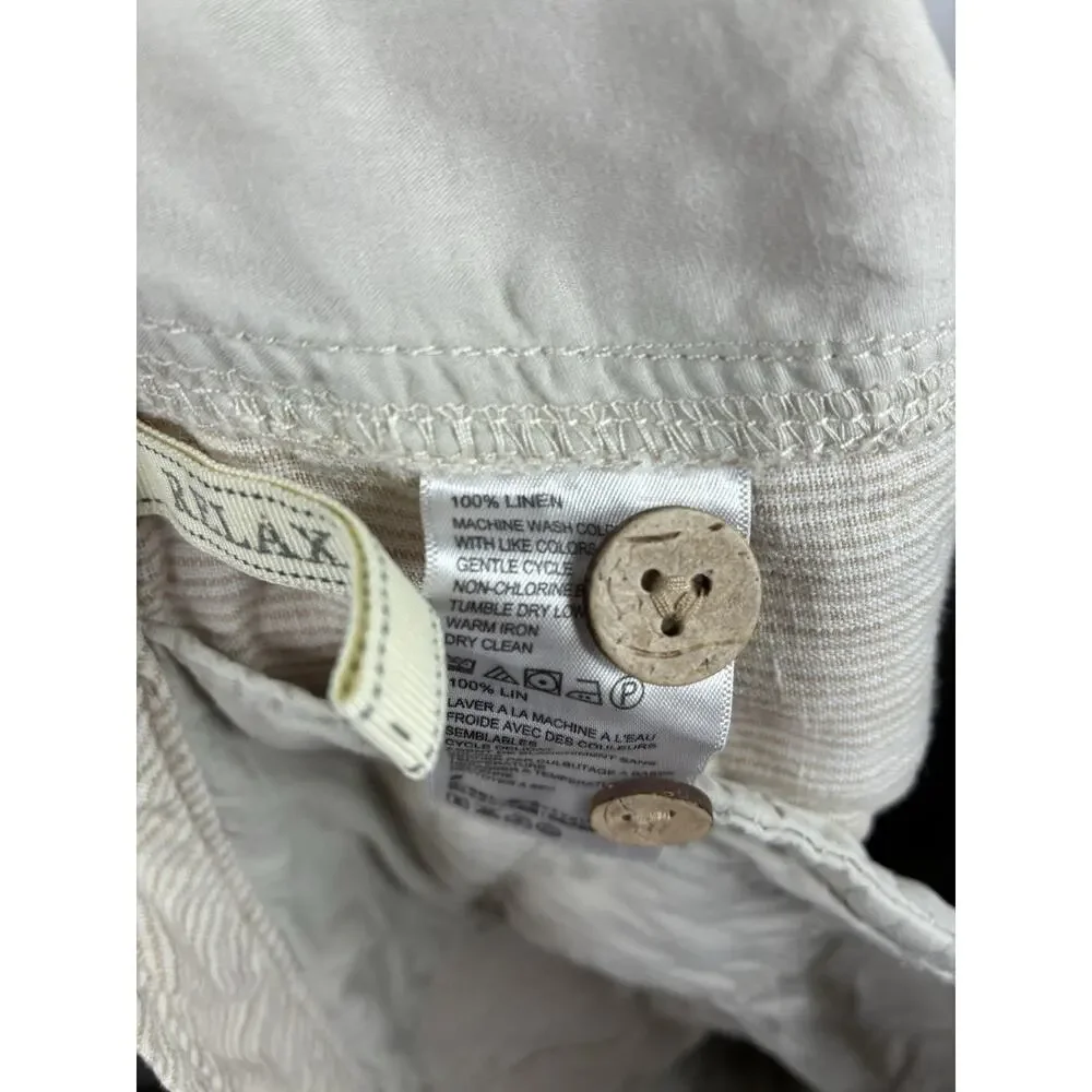 Tommy Bahama Relax Mens 38 100% Linen Shorts Tan Stripe Flat Front Old Money